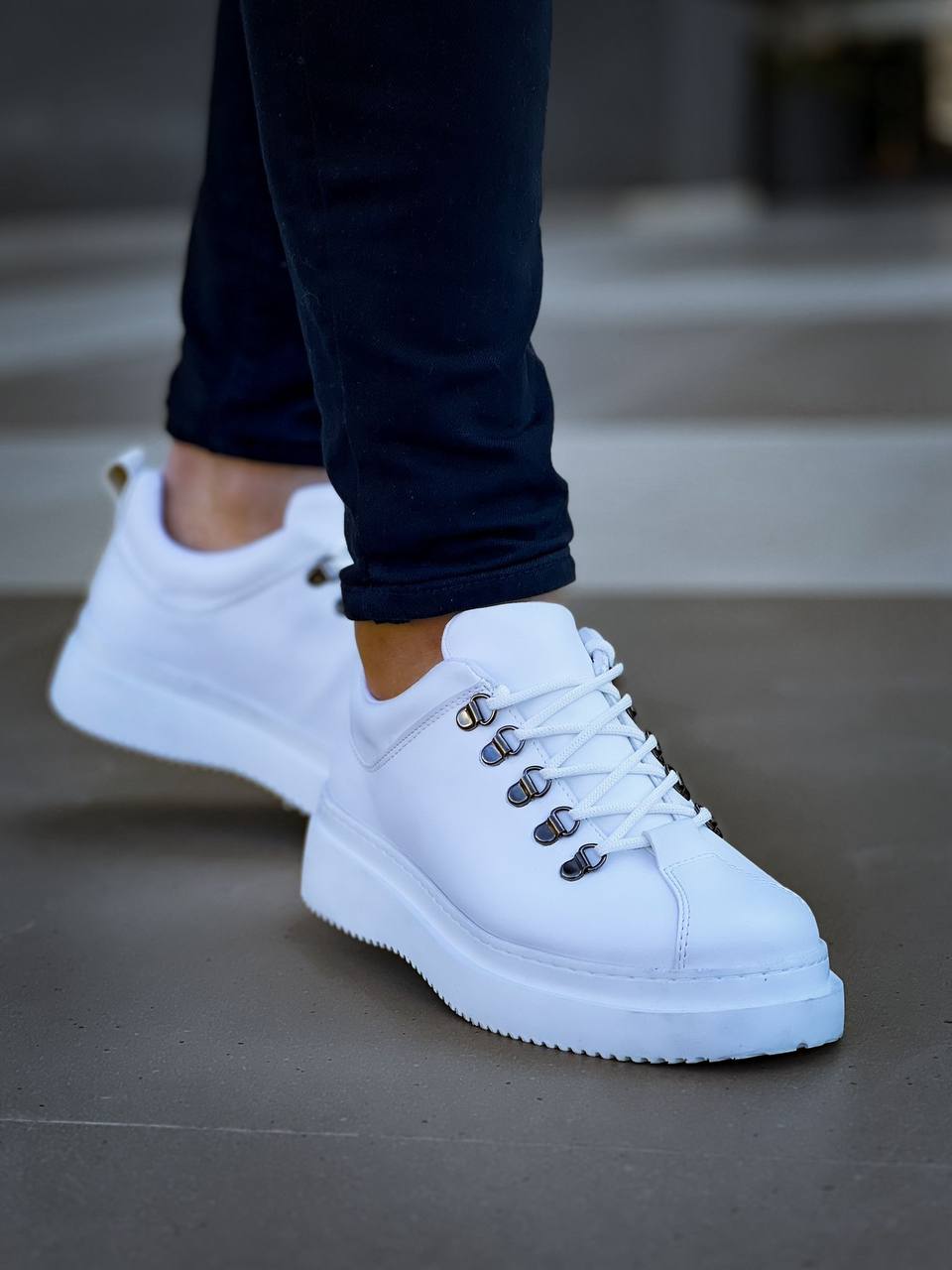 WHITE SKIN High Sole Lace-up Casual Men's Shoes