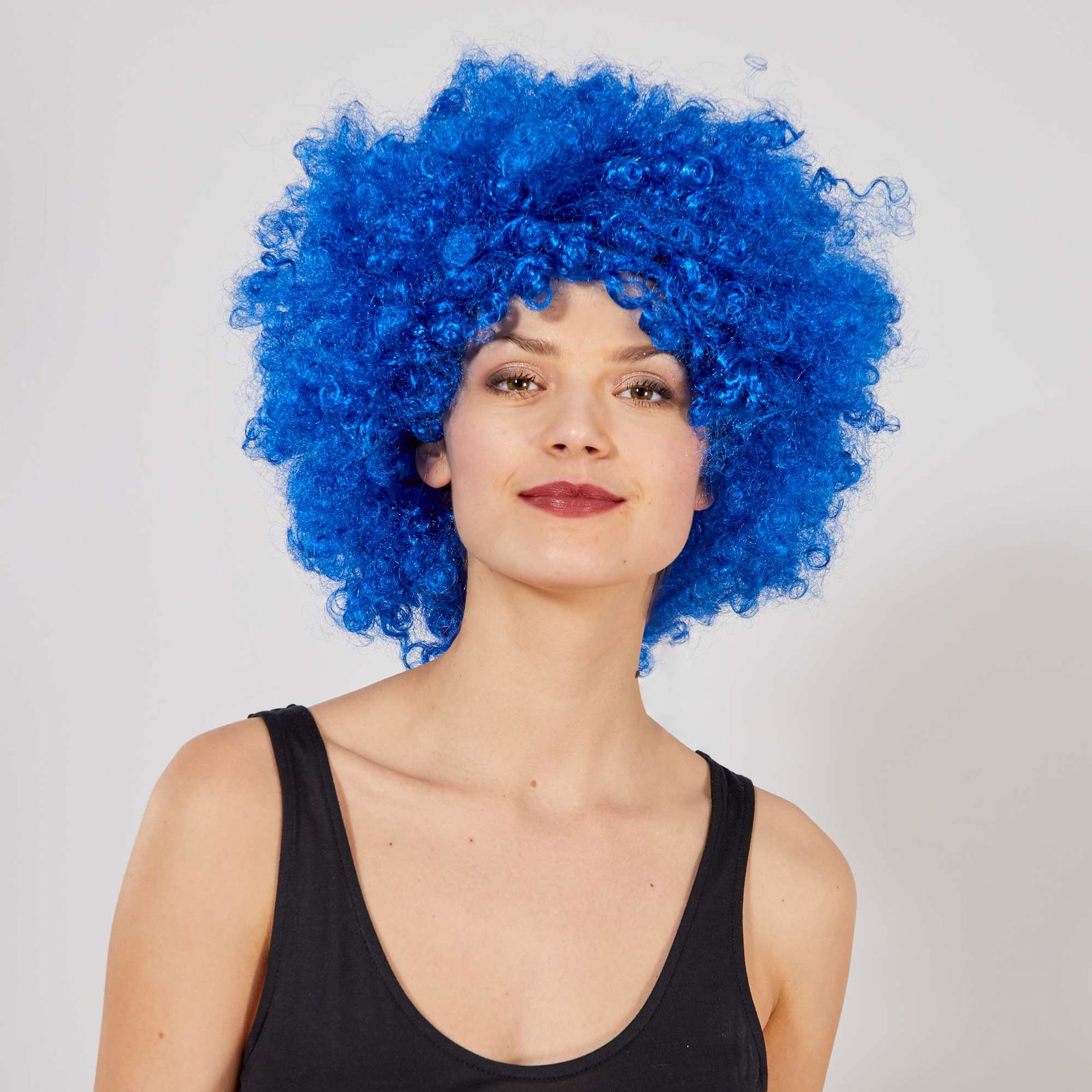 Blue Color Curly Afro Bonus Wig