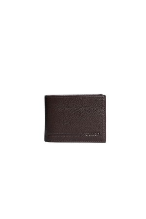 Brown Genuine Leather Horizontal Men's Wallet with Coin Purse