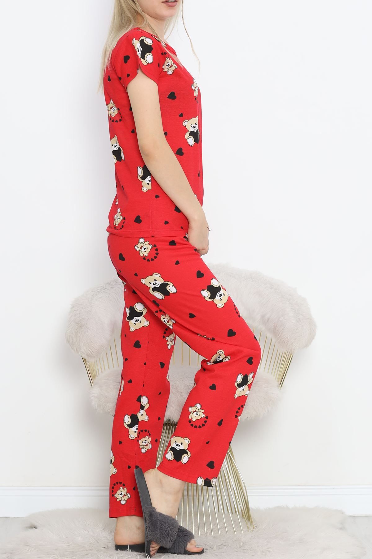 Patterned Pajama Set Red