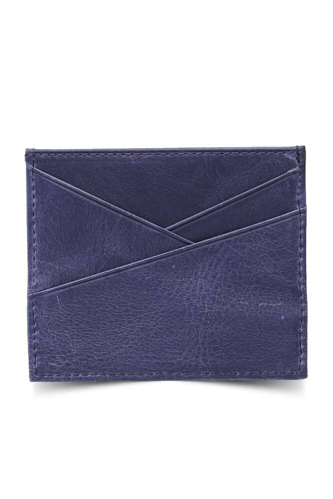 Antique Navy Blue Genuine Leather Card Holder