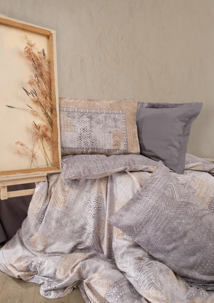 Double Satin Duvet Cover Set Amentes Gray