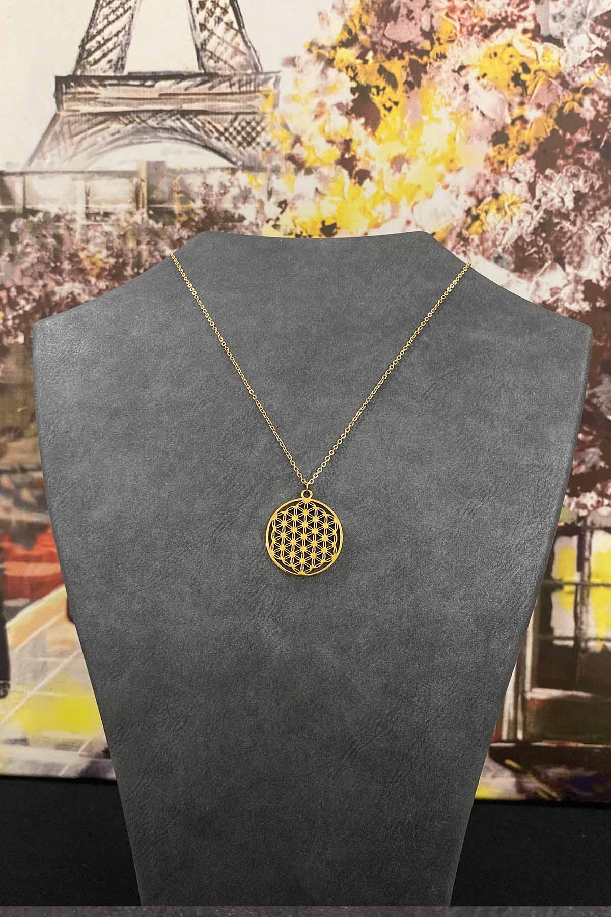 Gold Plated Fine Chain Tree of Life Steel Necklace 40 cm