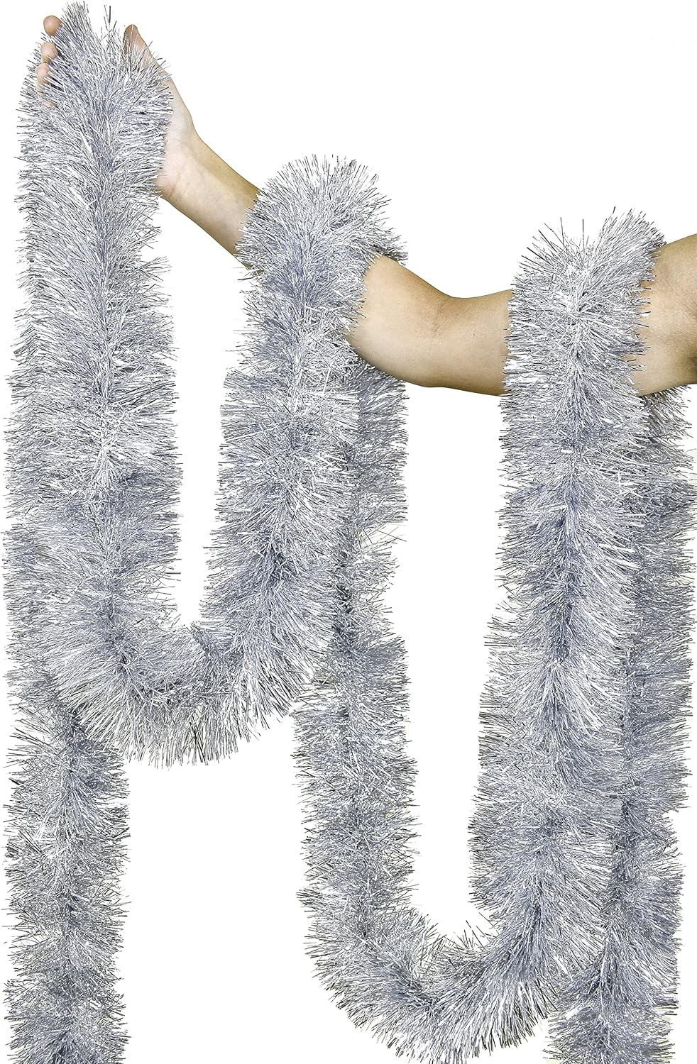 Mega Thick Glitter Ornament For Party 2 Meters Length 10 cm Width Silver Imported