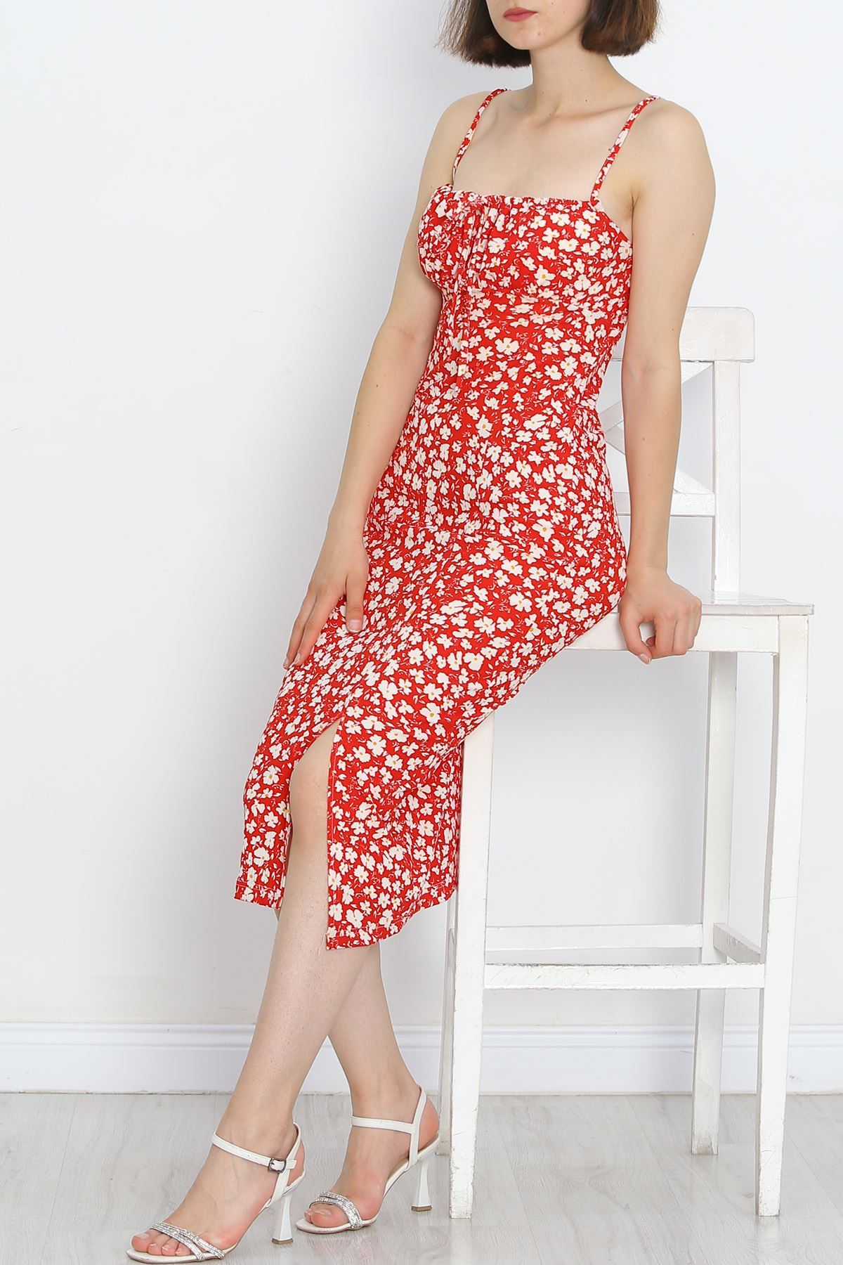 Strappy Patterned Dress FloralRed