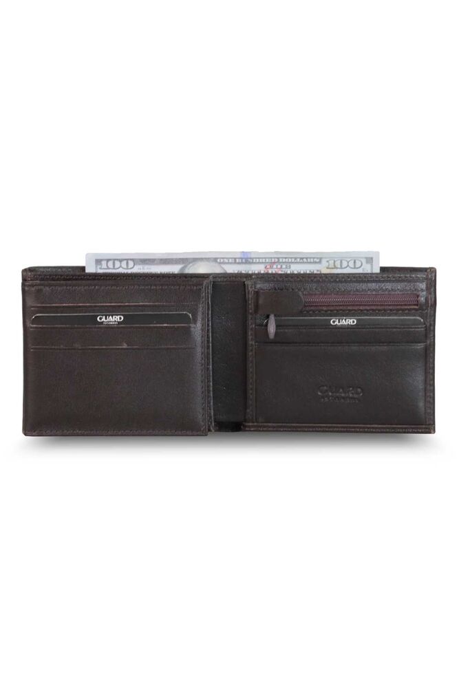 Brown Leather Men's Wallet with Coin Entry