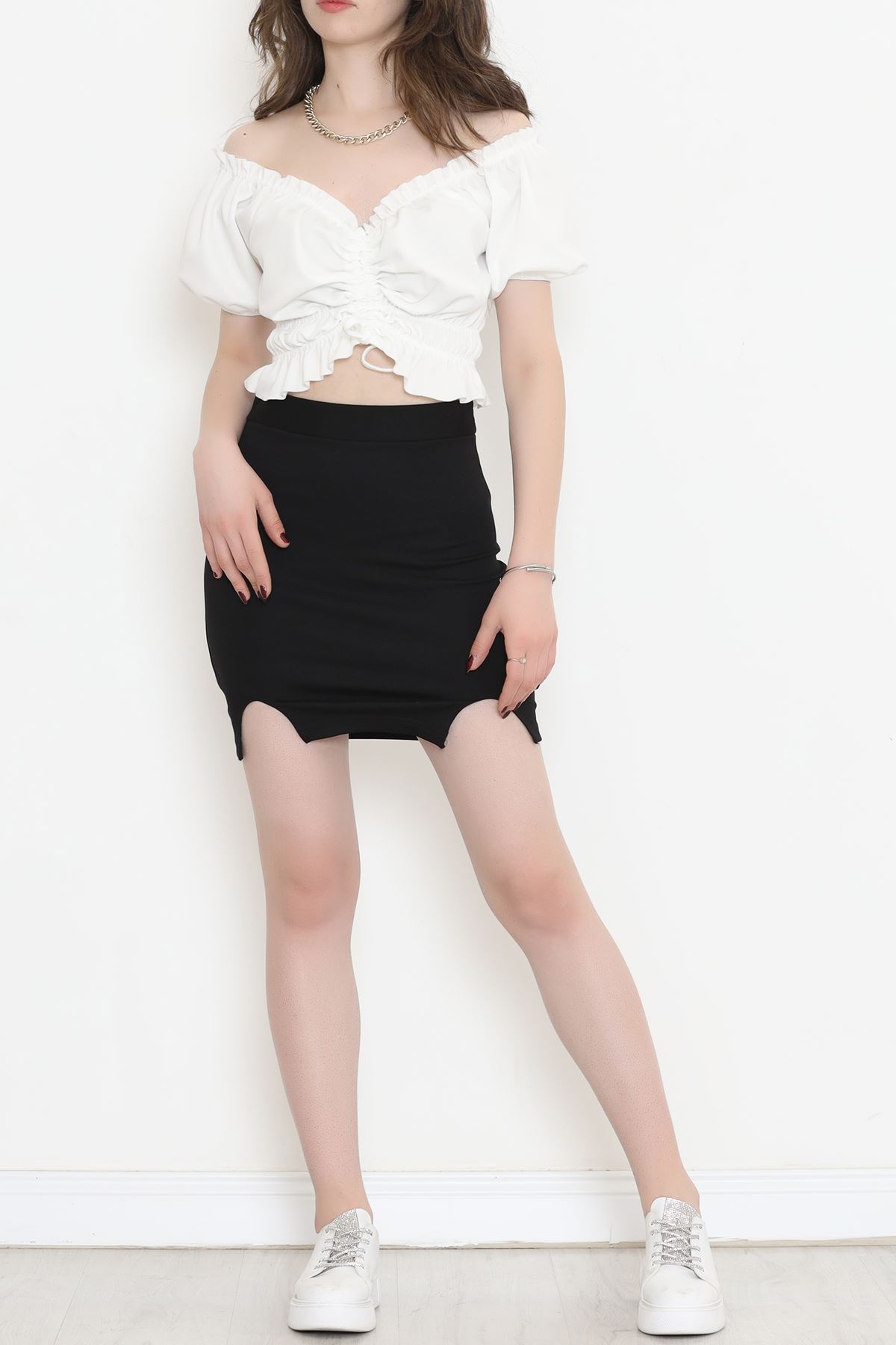 Double Slit Mini Skirt Black