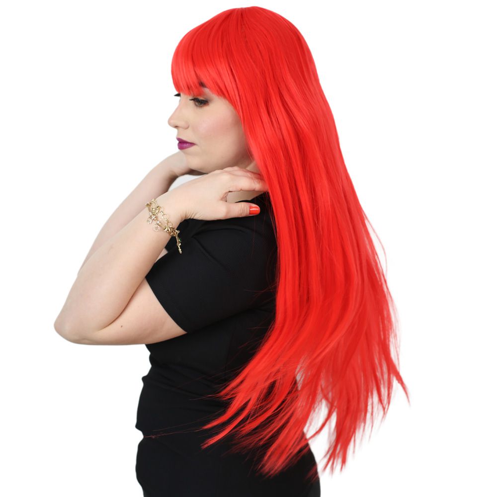 Kanekalon Fiber Synthetic Wig with Long Bangs / Red