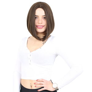 Straight Short Kanekalon Fiber Synthetic Wig without bangs / Light Brown