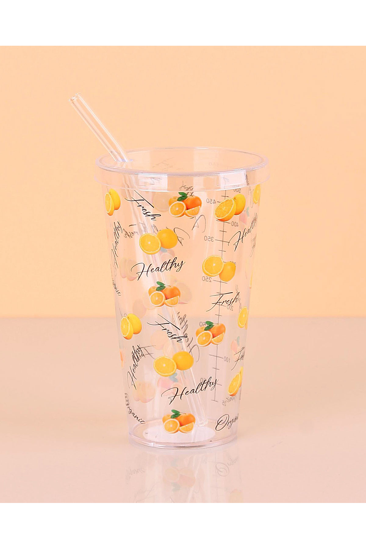 Patterned Plastic Straw Cup 16 Cm 1 Piece Turk-ENF-040