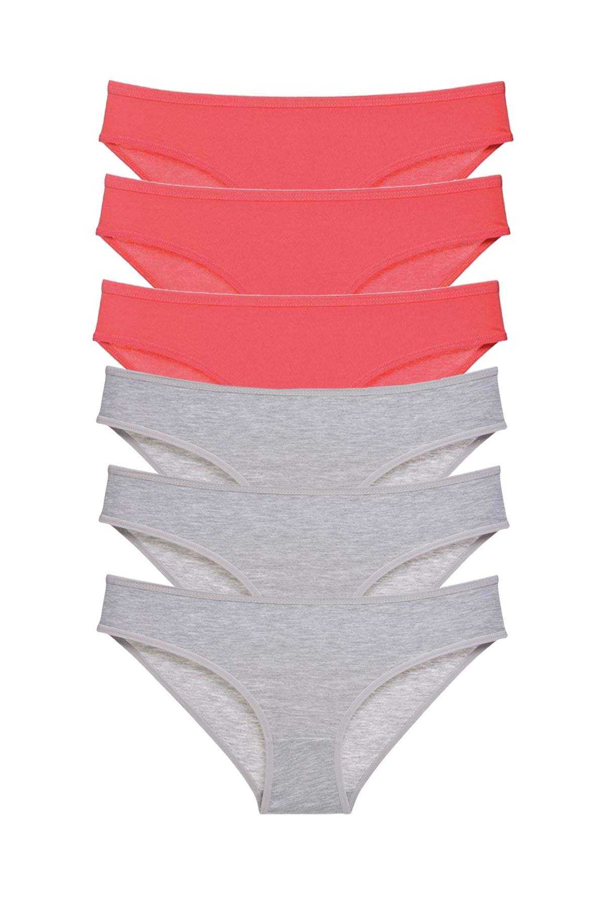 6pcs Super Eco Set Lycra Women Slip Panties Fuchsia Gray