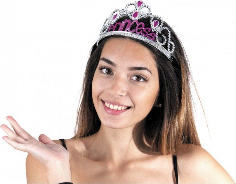 Silver Color Princess Printed Party Crown 60 cm