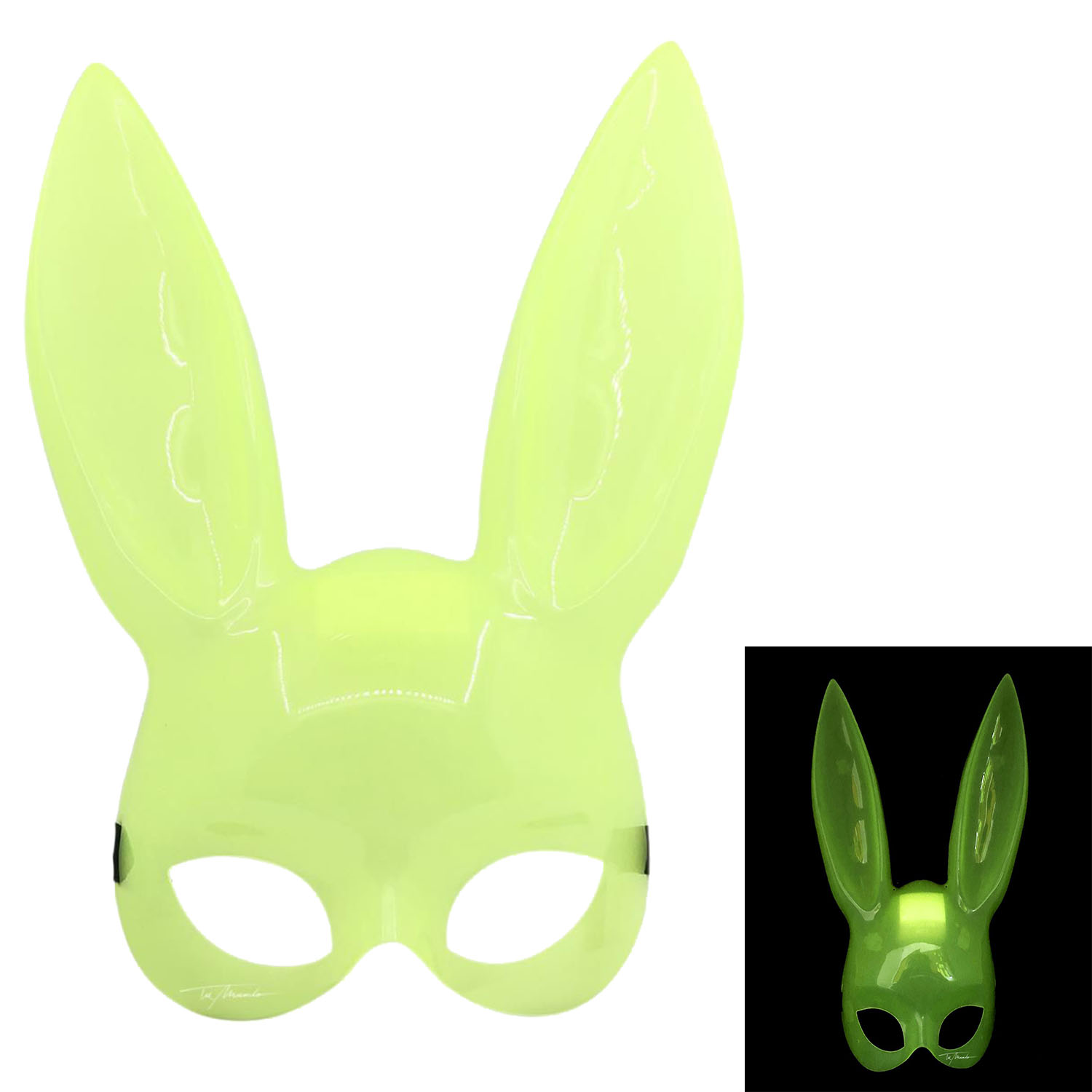 Glow in the Dark Fluorescent Rabbit Mask 32x22 cm