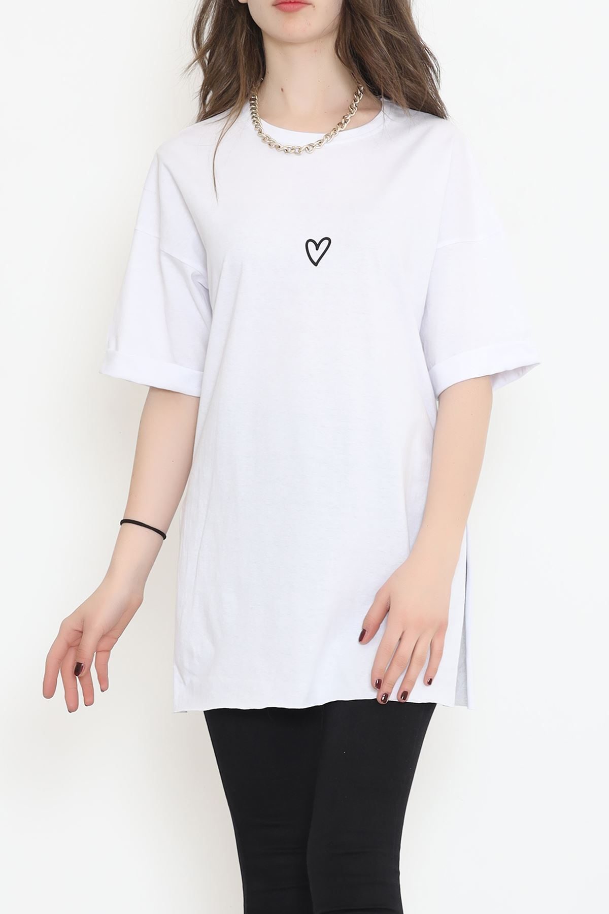 Double Sleeve Printed T-Shirt White-Black