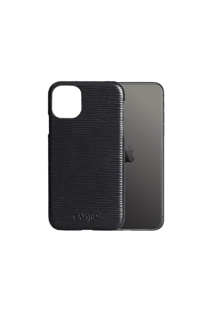 Black Road Pattern iPhone 11 Genuine Leather Phone Case