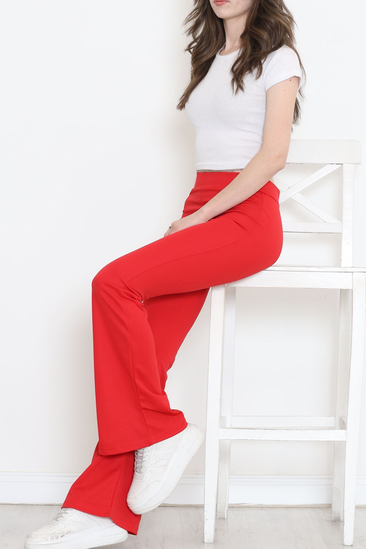 Flared Trousers Red