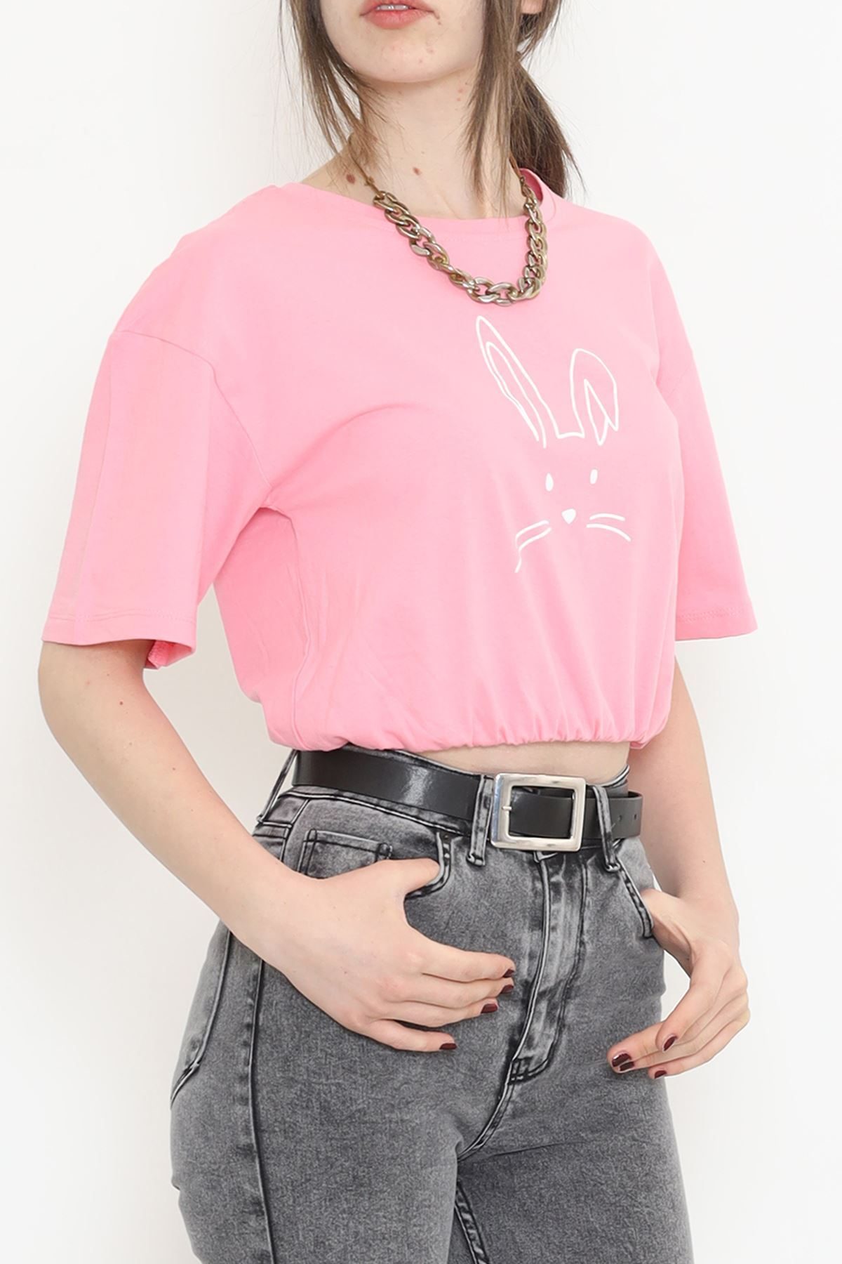 Elastic Waist T-Shirt Pink