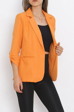 Spring Jacket with Sleeve Buttons Orange