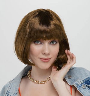 Coffee Color Straight Cut Blunt Party Wig Short False Hair