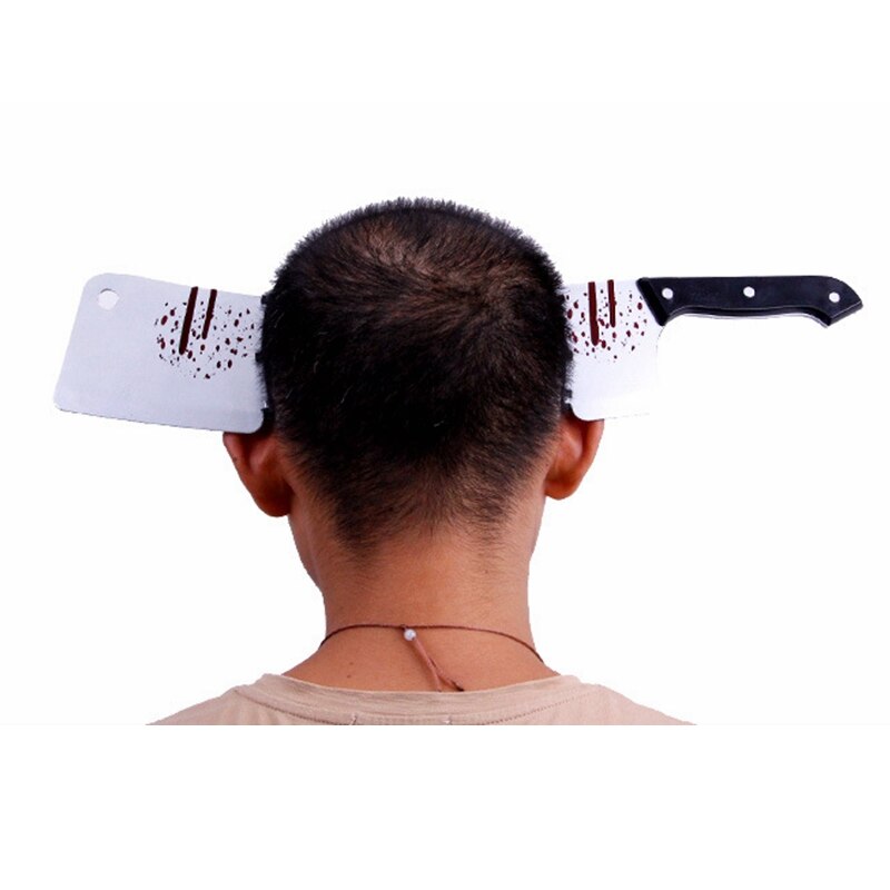 Halloween Head Crossing Butcher Knife Headband Joke Crown