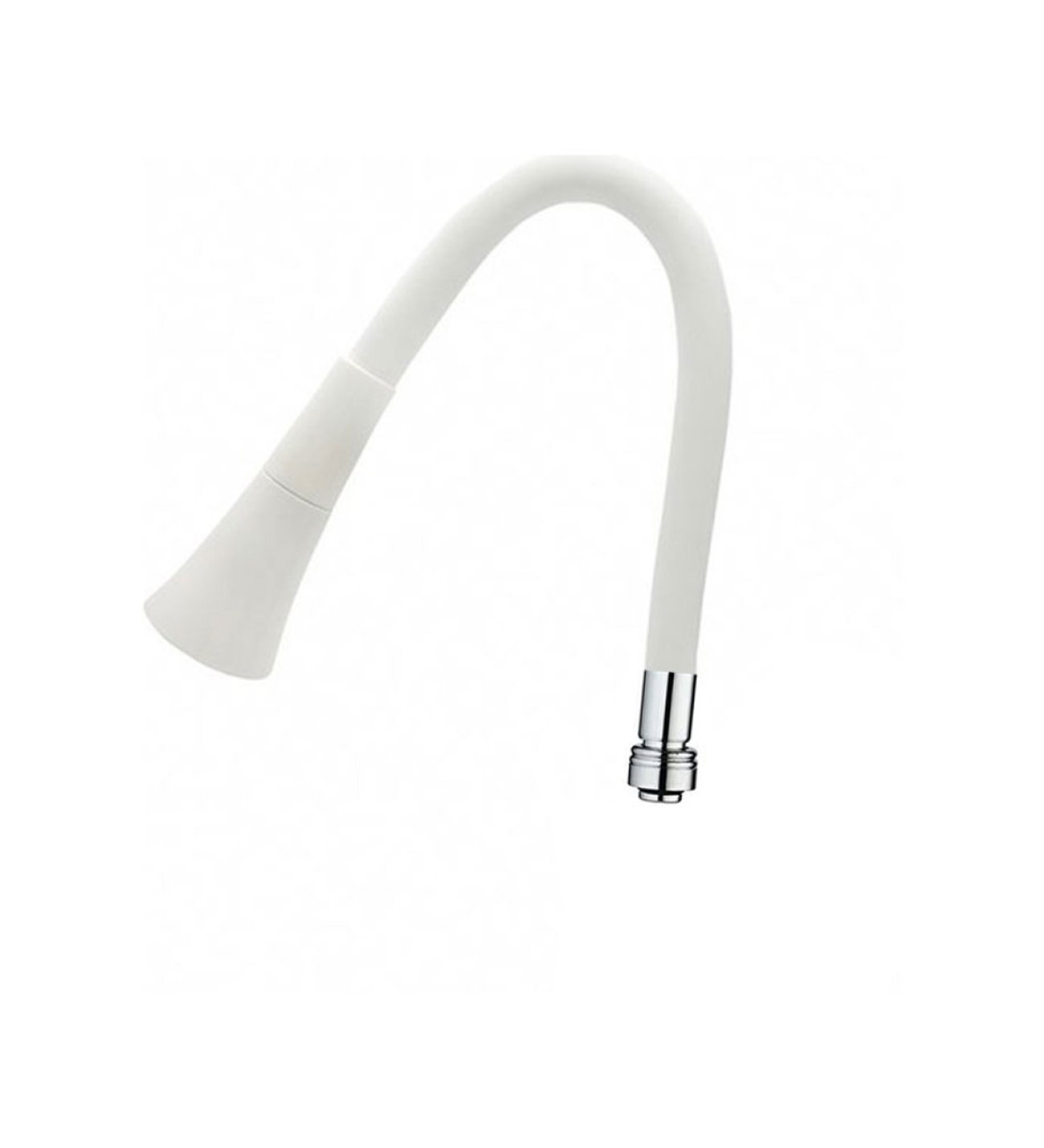 Silicone Coating Faucet Head Cobra Functional Faucet on Steel Spiral with Swivel Head - White