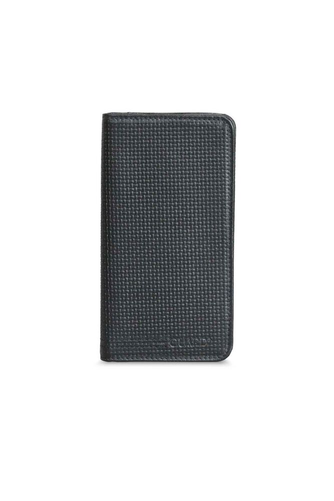 Black Laser Print Leather Portfolio Wallet with Phone Entry