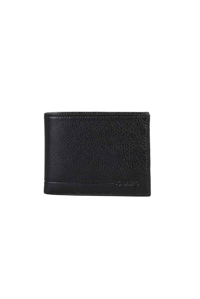 Black Genuine Leather Horizontal Men's Wallet with Pisot