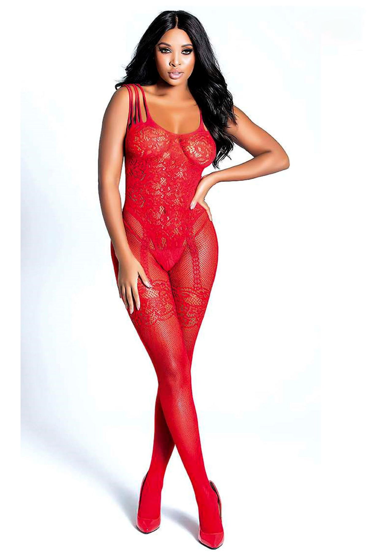 Women's Babydoll Fancy Dress Body Socks D30023 Red