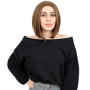 Straight Short Kanekalon Fiber Synthetic Wig without bangs / Auburn