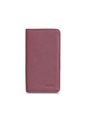 Burgundy Black Leather Portfolio Wallet with Phone Entry