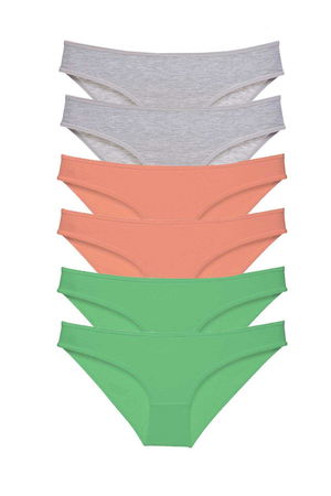 6pcs Super Eco Set Lycra Women Slip Panties Gray Powder Green