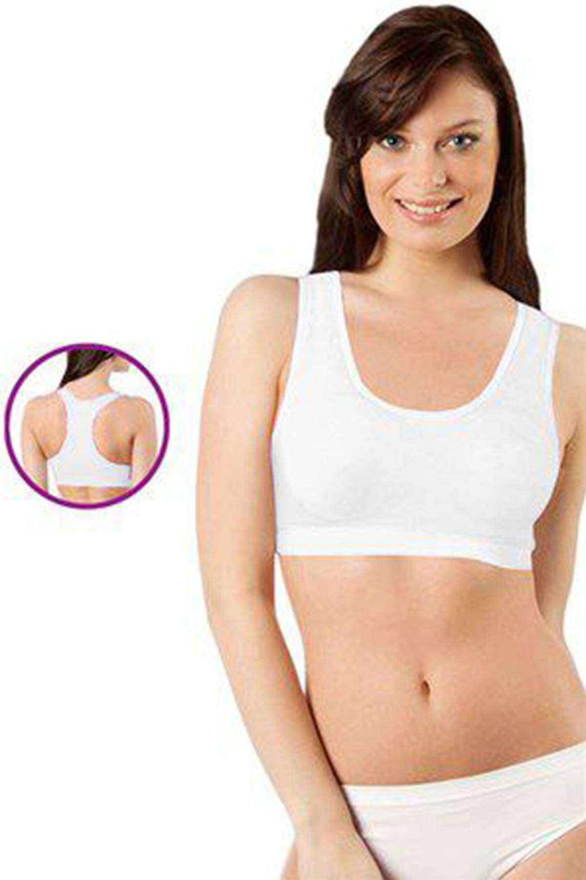 Elite Life Wide Straps Women's Supported Sports Bustier White Bra 777