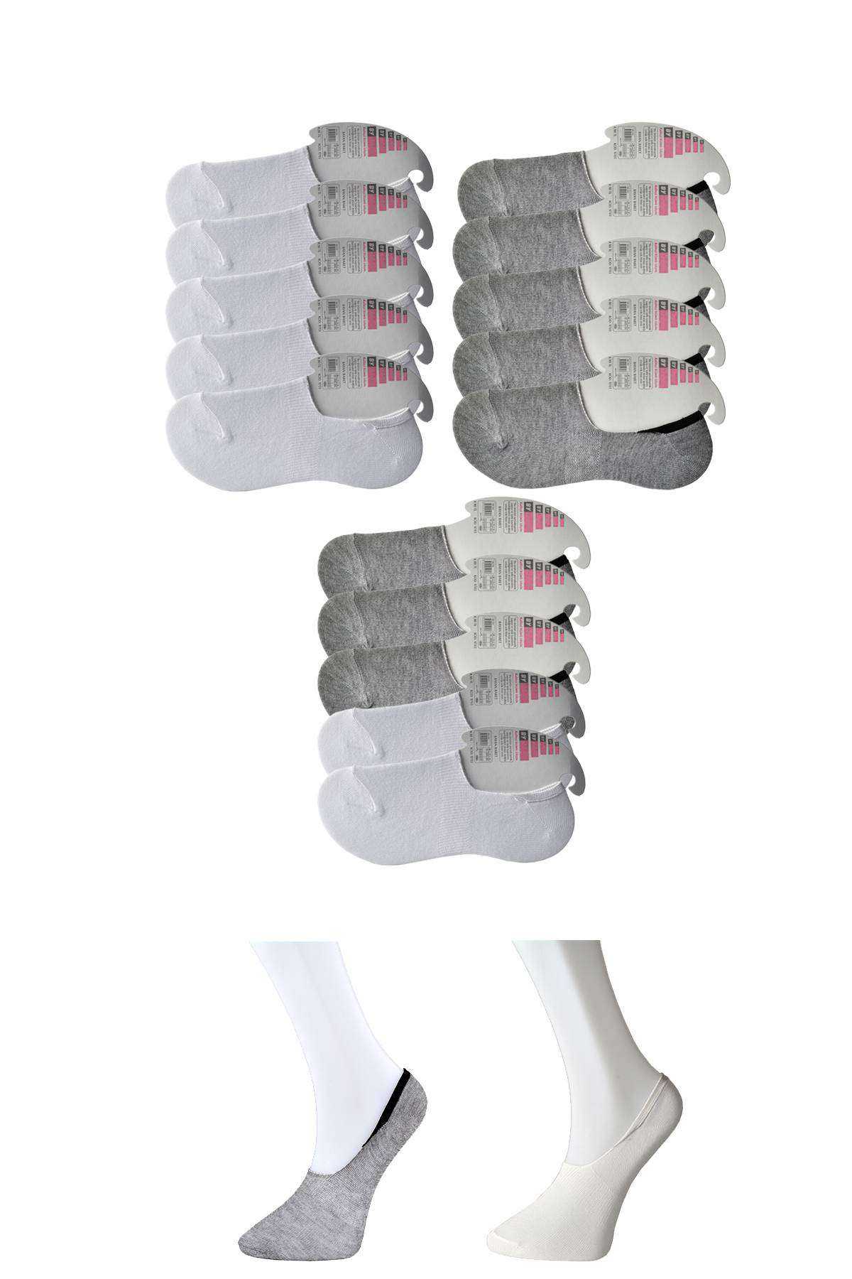 Gray and White Women's Babet Socks 15 pairs