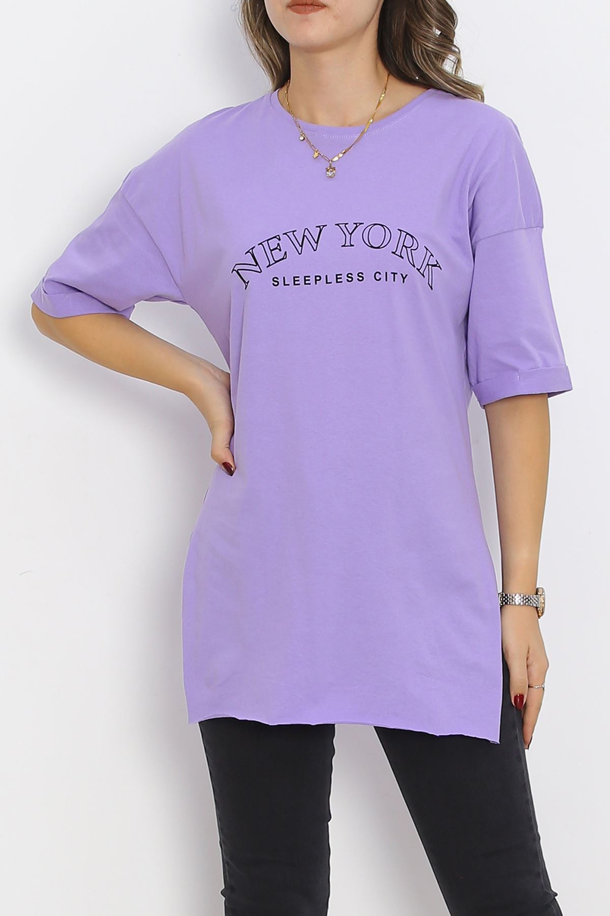 Printed Double Sleeve T-Shirt Lilac