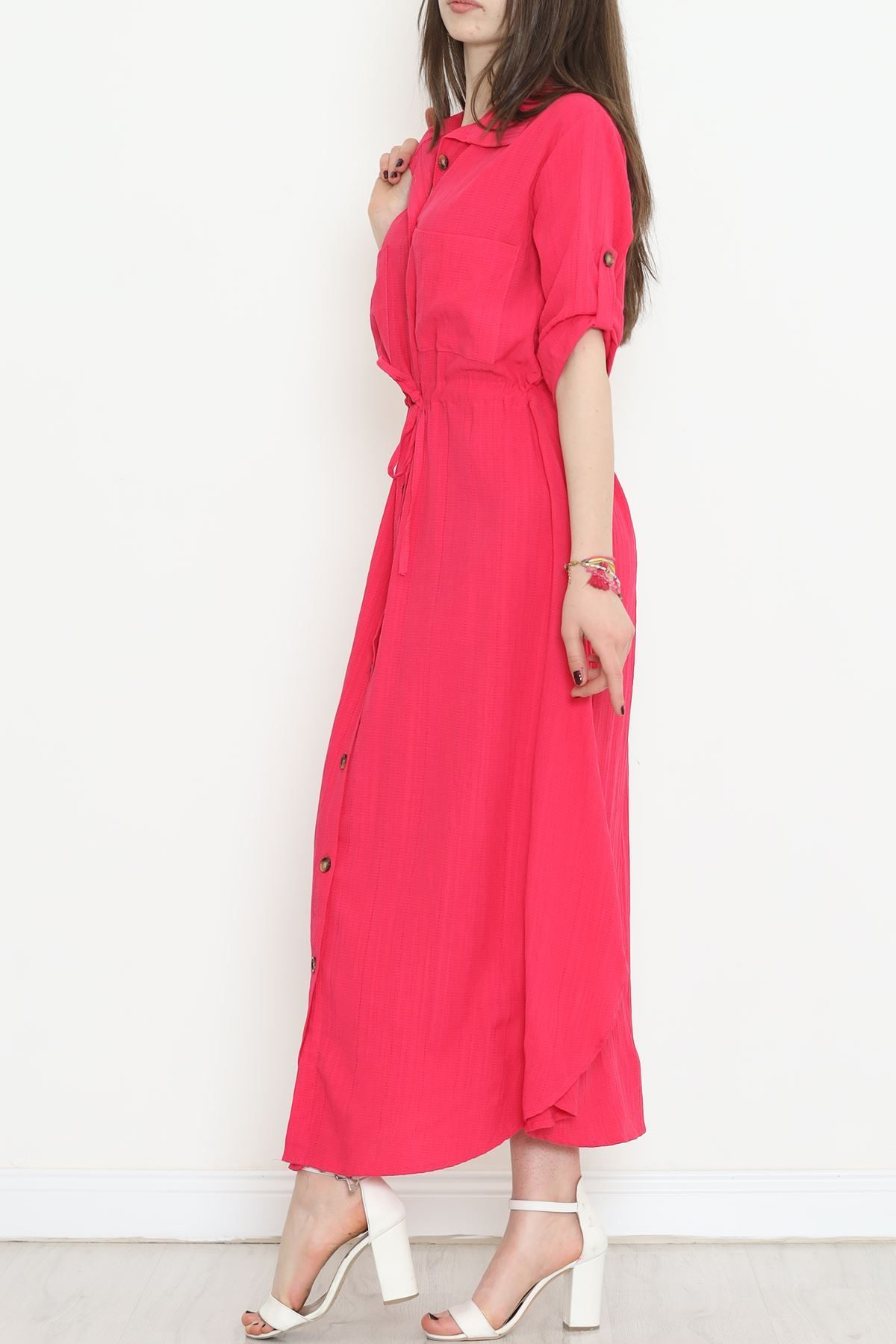 Double Pocket Dress Fuchsia