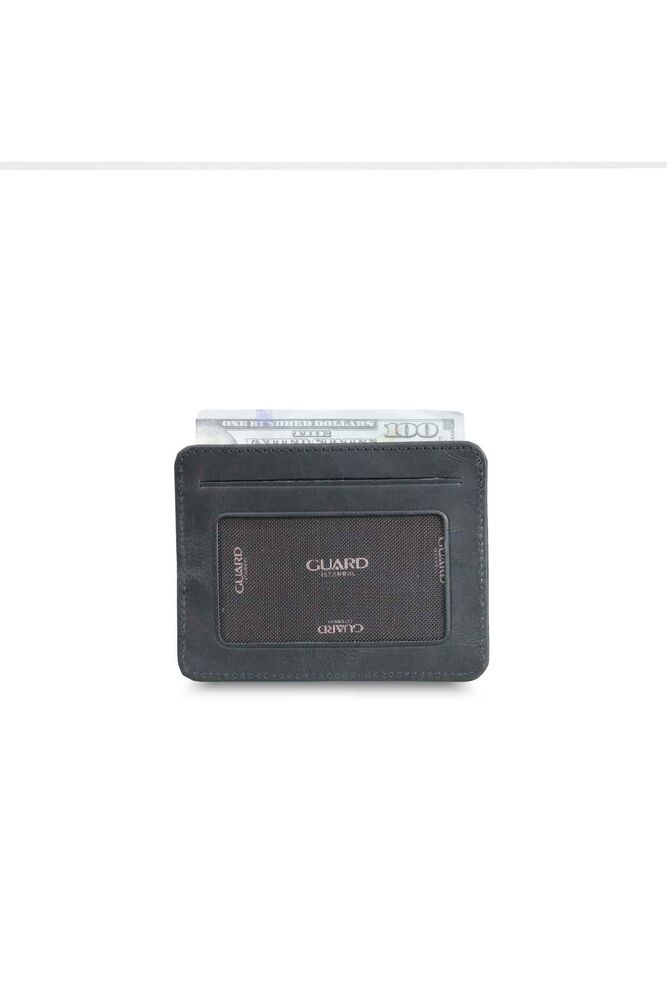 Vertical Crazy Black Leather Card Holder