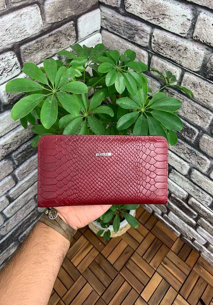 Burgundy Croco Leather Women's Wallet & Handbag