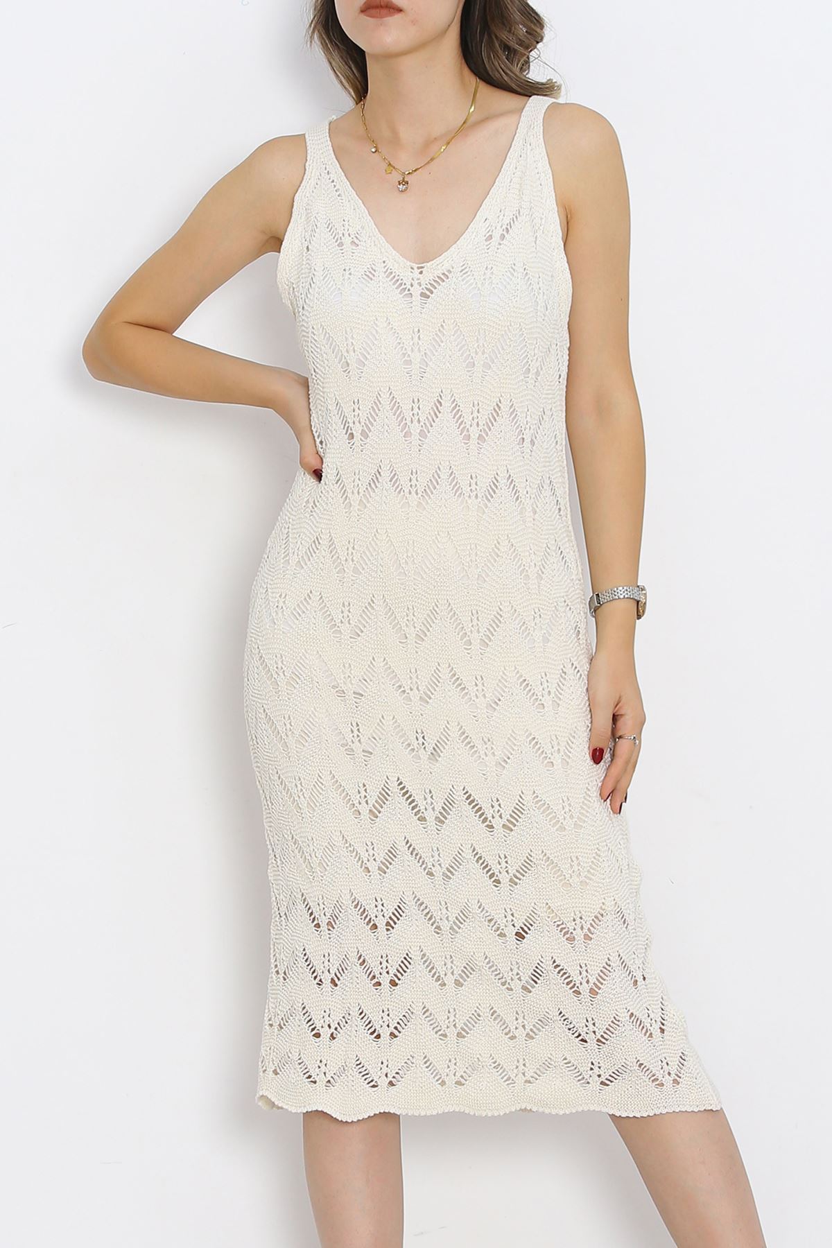 Lined Knitwear Dress Beige