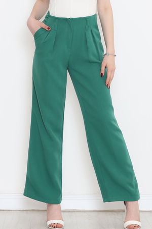 Palazzo Pants with Waist Cuffs Green