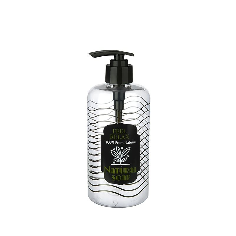 Transparent Liquid Soap Dispenser Round Plastic Pump 500 ML