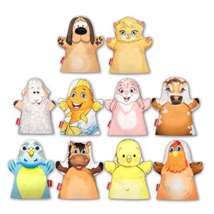 10 Piece Pets Hand Puppet Set , Educational Toy