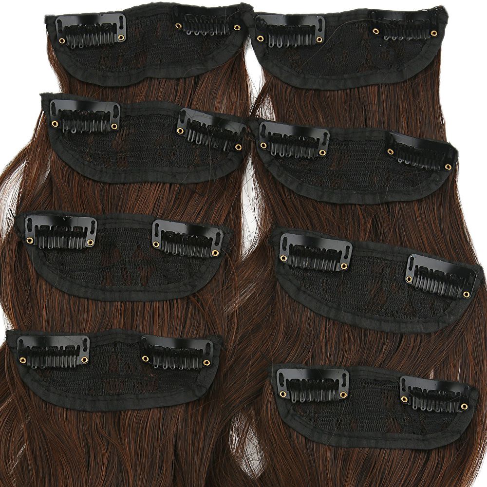 Kanekalon Fiber Synthetic Wavy 8 Piece Hair Snaps / Coffee Caramel