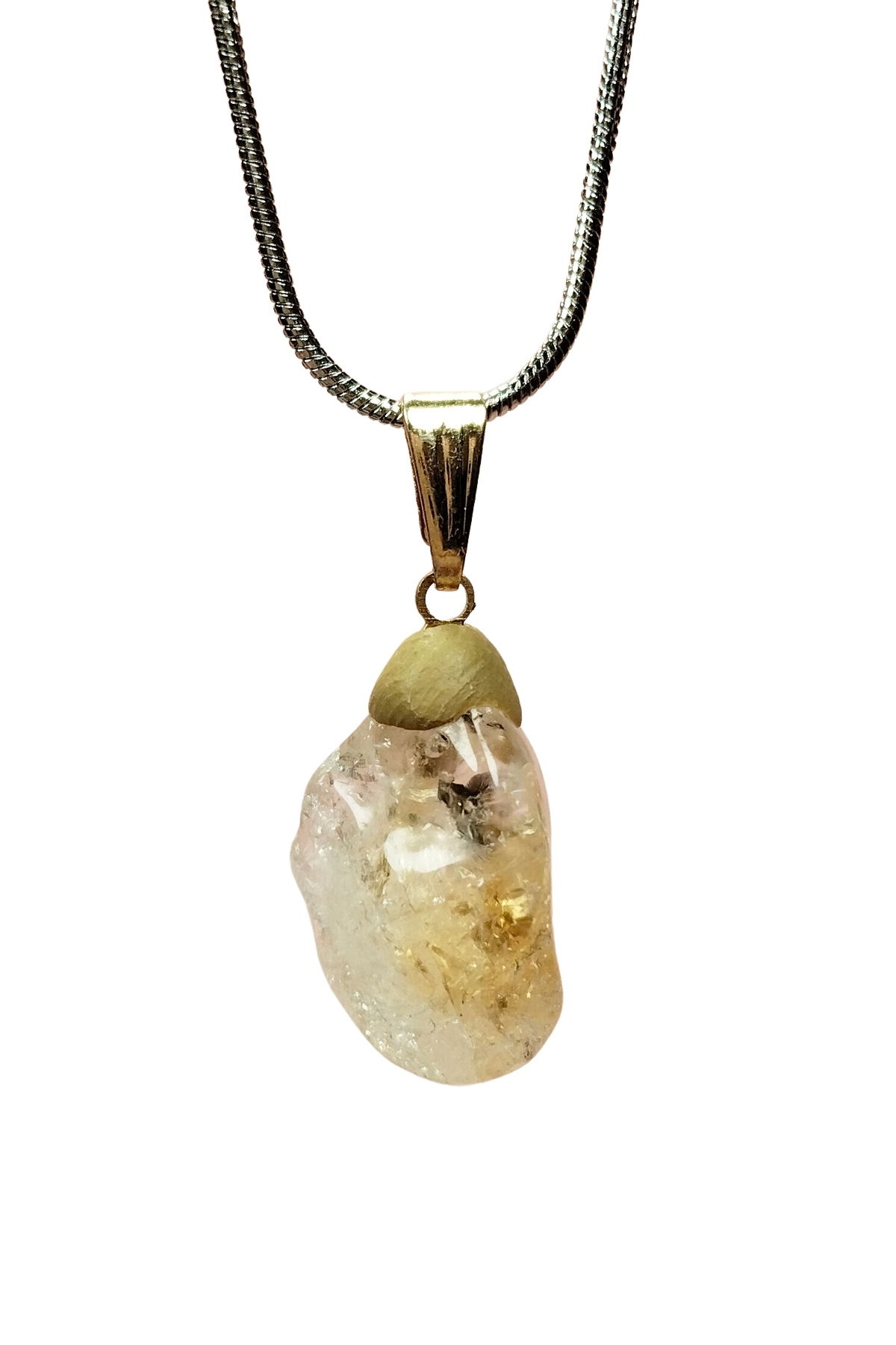 Citrine Natural Stone Handmade Pendant with Chain: 2 cm Chain: 20 cm Boxed