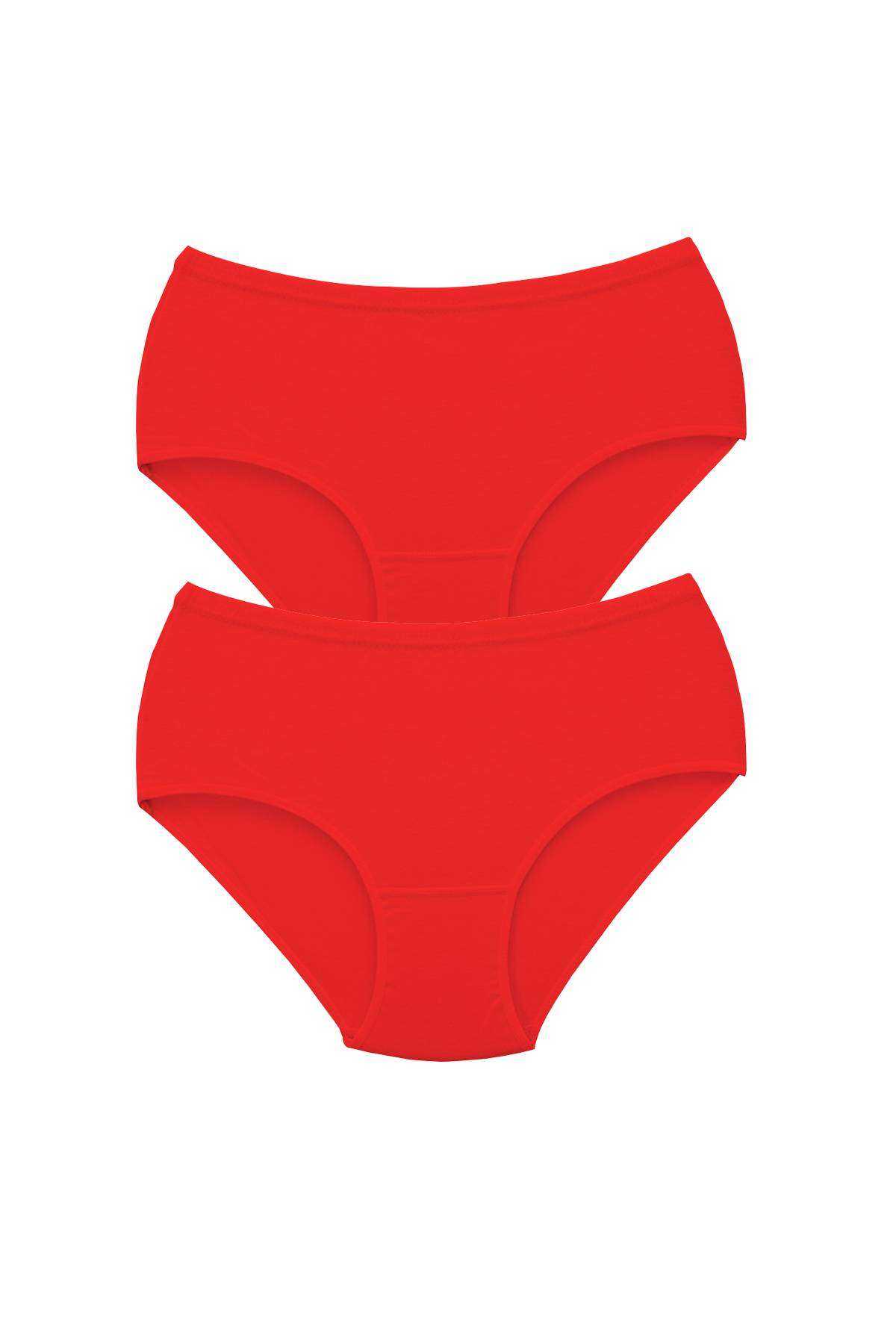 2Pcs Women High Waist Bato Thick Rubber Panties Red