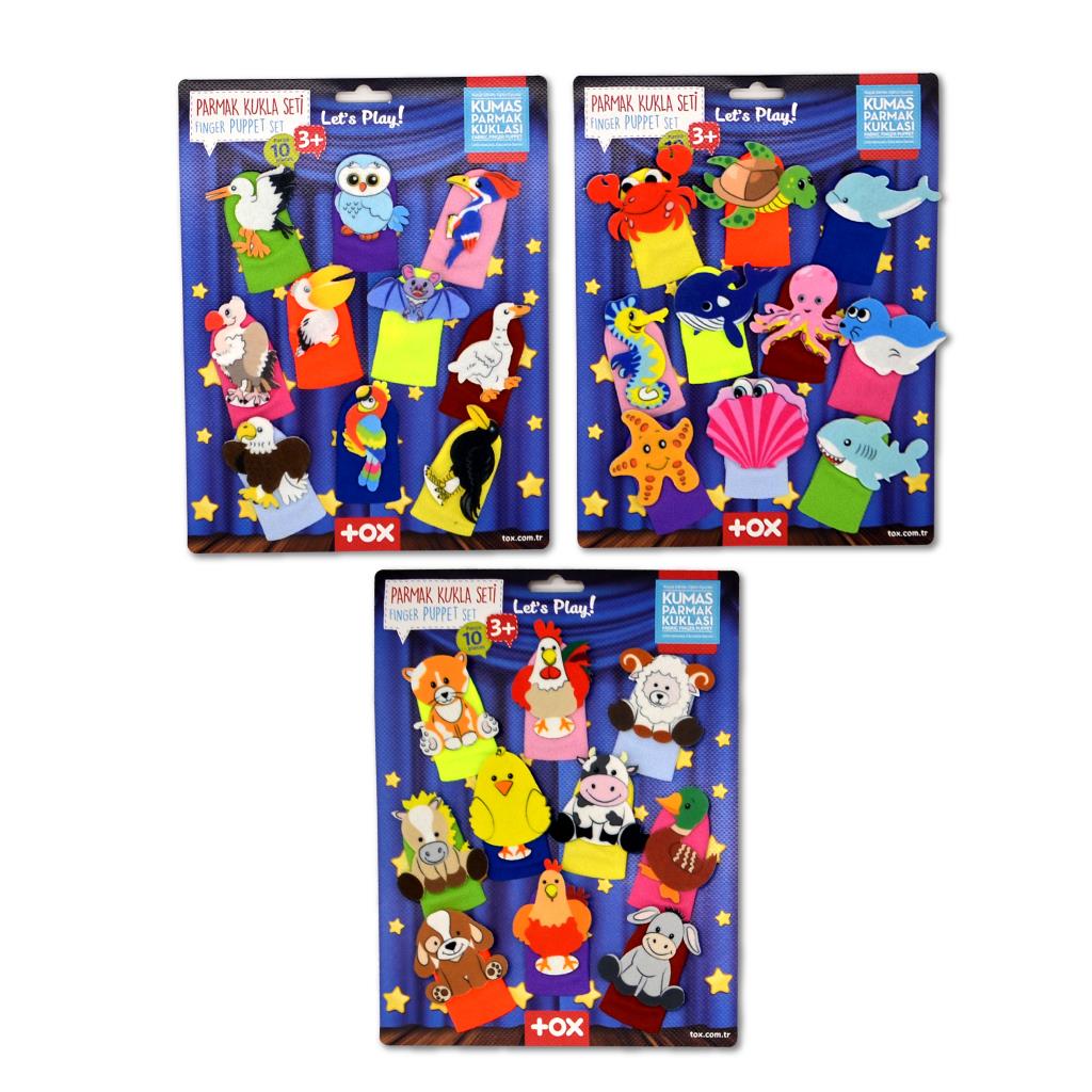 3 Set - 30 Pieces Sea Creatures, Farm and Flying Animals Finger Puppet