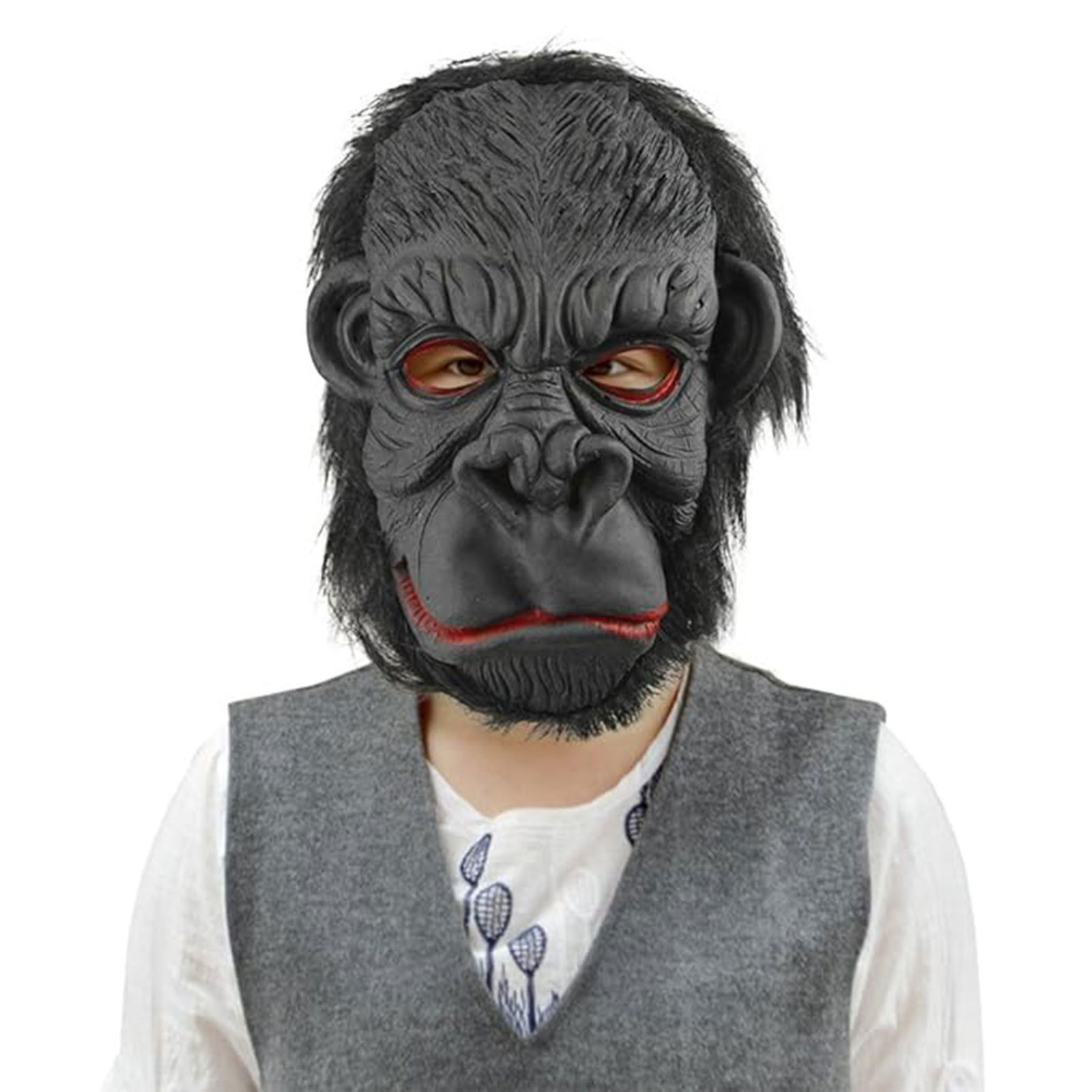 Latex Gorilla Mask Monkey Mask Meat Mask Orangutan Black Hair 3 No