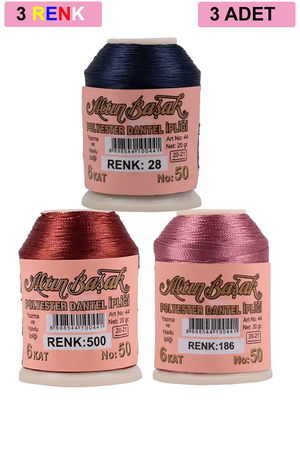 3 Pieces Altinbasak Oya and Lace Floss 20 gr - Turk - No: 500 - 186 - 028