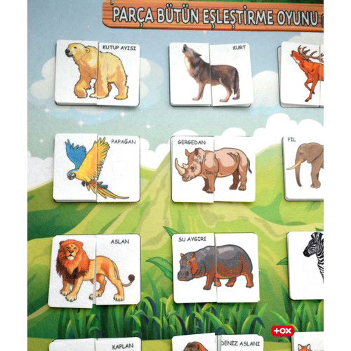 Part Whole Matching - Wild Animals Felt Velcro Wall Board , Educational Toy