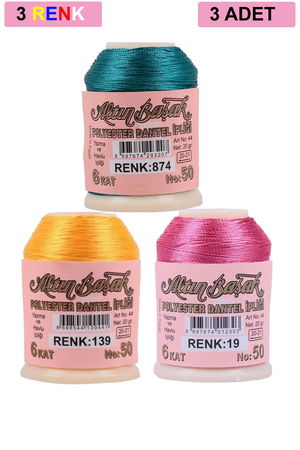 3 Pieces Altinbasak Oya and Lace Floss 20 gr - Turk - No: 139 - 019 - 874