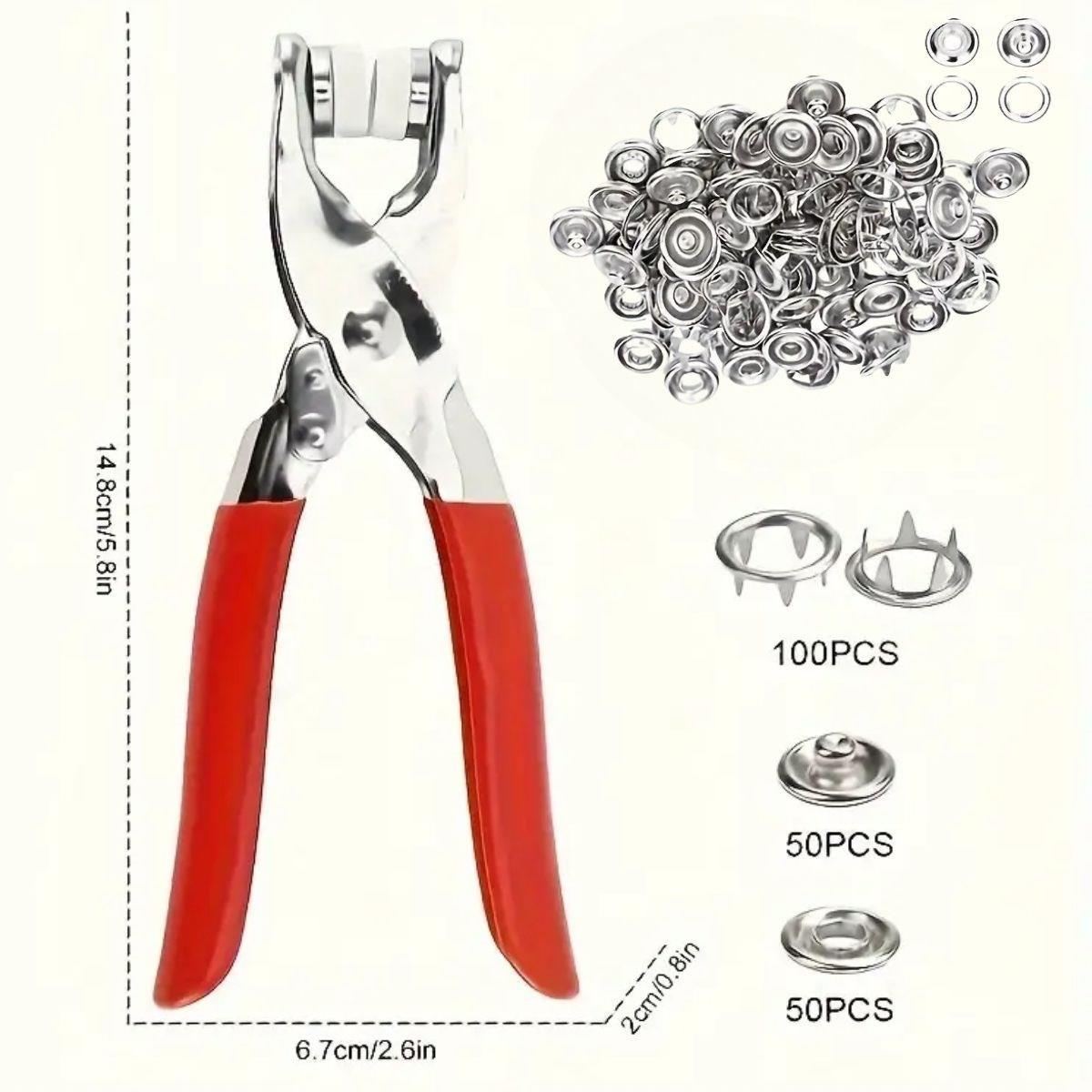 Metal 200pcs Stainless Steel Snaps and Pliers Set Machine Bird Eye Pliers Baby Clothes Snap Fastener Assembly Set